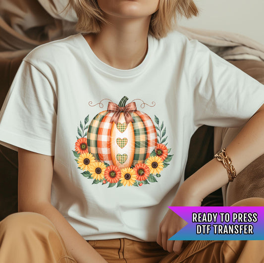 Floral Pumpkin DTF Transfers, Fall DTF Transfers Ready For Press, Pumpkin DTF Prints, Autumn Heat Press Transfers, Custom Dtf Transfers
