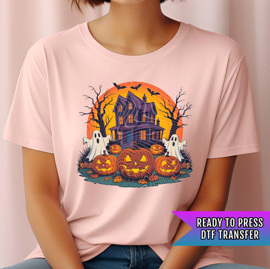 Halloween City DTF Transfers, Halloween DTF Transfers Ready For Press, Bats DTF Prints, Spooky Season Dtf Transfers, Pumpkins Dtf Prints