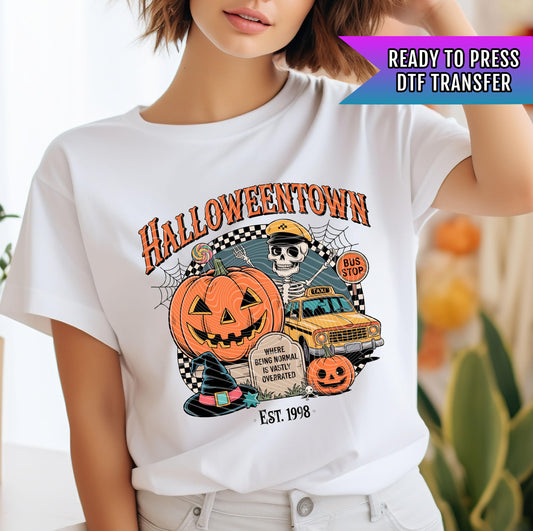 Halloween City DTF Transfers, Halloween DTF Transfers Ready For Press, Bats DTF Prints, Spooky Season Dtf Transfers, Pumpkin Dtf Prints