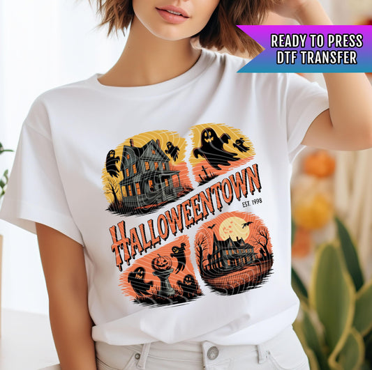 Halloween City DTF Transfers, Halloween DTF Transfers Ready For Press, Bats DTF Prints, Spooky Season Dtf Transfers, Pumpkin Dtf Prints