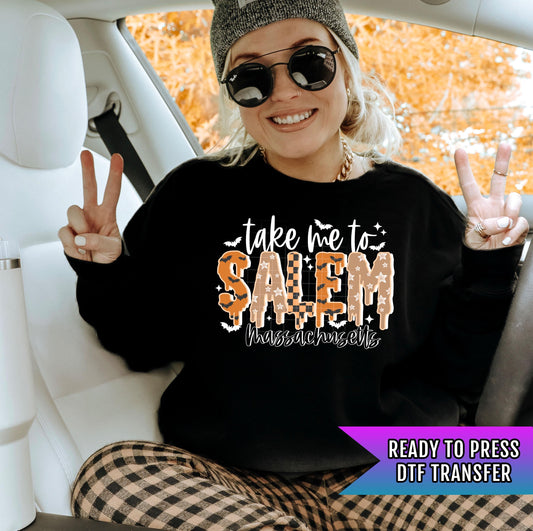 Take Me To Salem Massachusetts DTF Transfers, Fall DTF Transfers Ready For Press, Pumpkin DTF Prints, Autumn Heat Press Transfers, Halloween