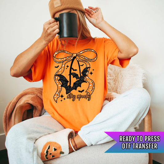 Stay Spooky Bats And Bows DTF Transfers, Halloween DTF Transfers Ready For Press, Bats DTF Prints, Pumpkin Dtf Prints, Spooky Season Dtf
