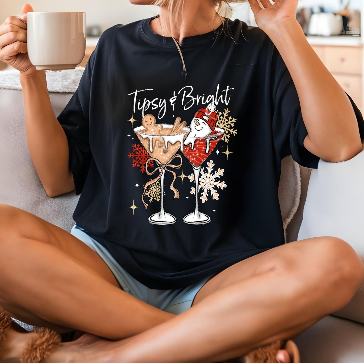 Tipsy And Bright Wine DTF Transfers Ready For Press, Christmas DTF Prints, Heat Press Transfer, Direct To Film, Seasonal DTF Transfers