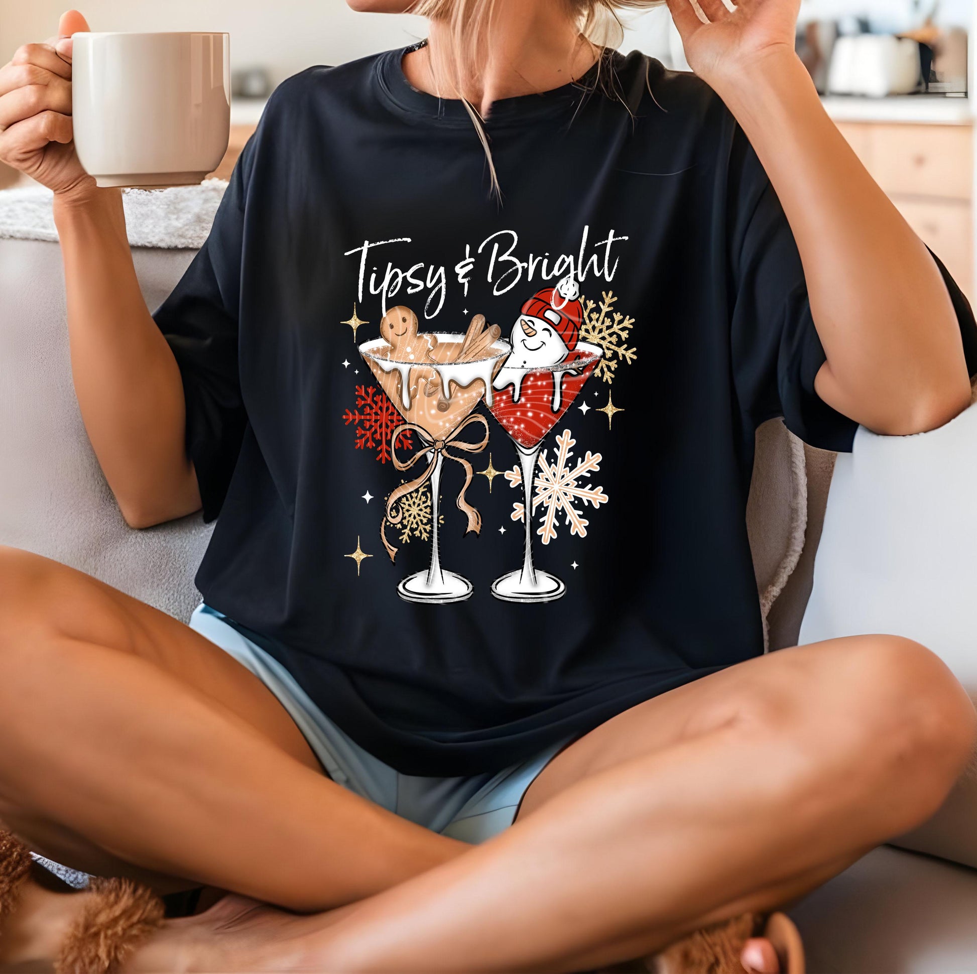 Tipsy And Bright Wine DTF Transfers Ready For Press, Christmas DTF Prints, Heat Press Transfer, Direct To Film, Seasonal DTF Transfers