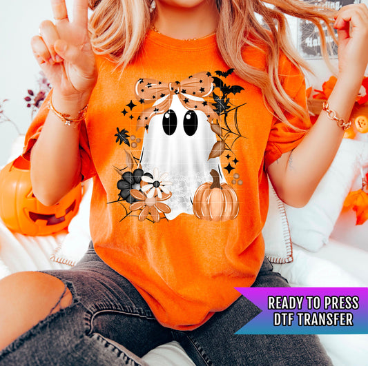Fall Lace Ghost DTF Transfers, Fall DTF Transfers Ready For Press, Pumpkin DTF Prints, Halloween Heat Press Transfers, Ghost Ready To Press
