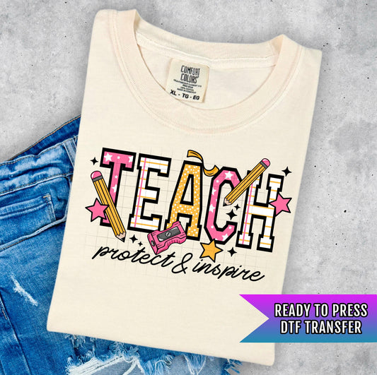 Teacher DTF Transfer Ready For Press, Coquette Bow Dtf Print, Direct To Film, Heat Press Transfer, Teacher Transfer, Back To School Transfer