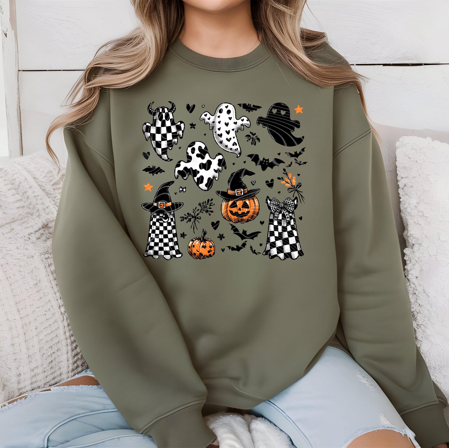 Halloween DTF Transfer, Retro Checker Halloween DTF Transfer Ready For Press, Horror DTF Print, Heat Press Transfer, Direct to Film Transfer