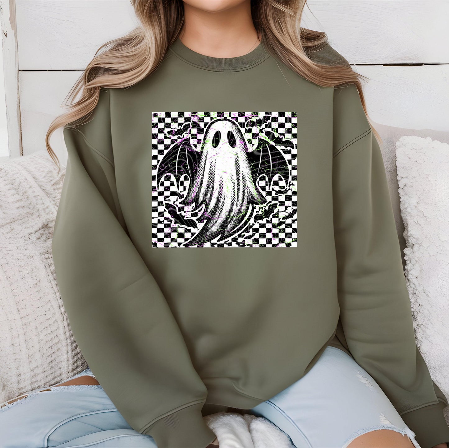 Checkered Ghost DTF Transfers, Fall DTF Transfers Ready For Press, Pumpkin DTF Prints, Halloween Heat Press Transfers, Ghost Ready To Press