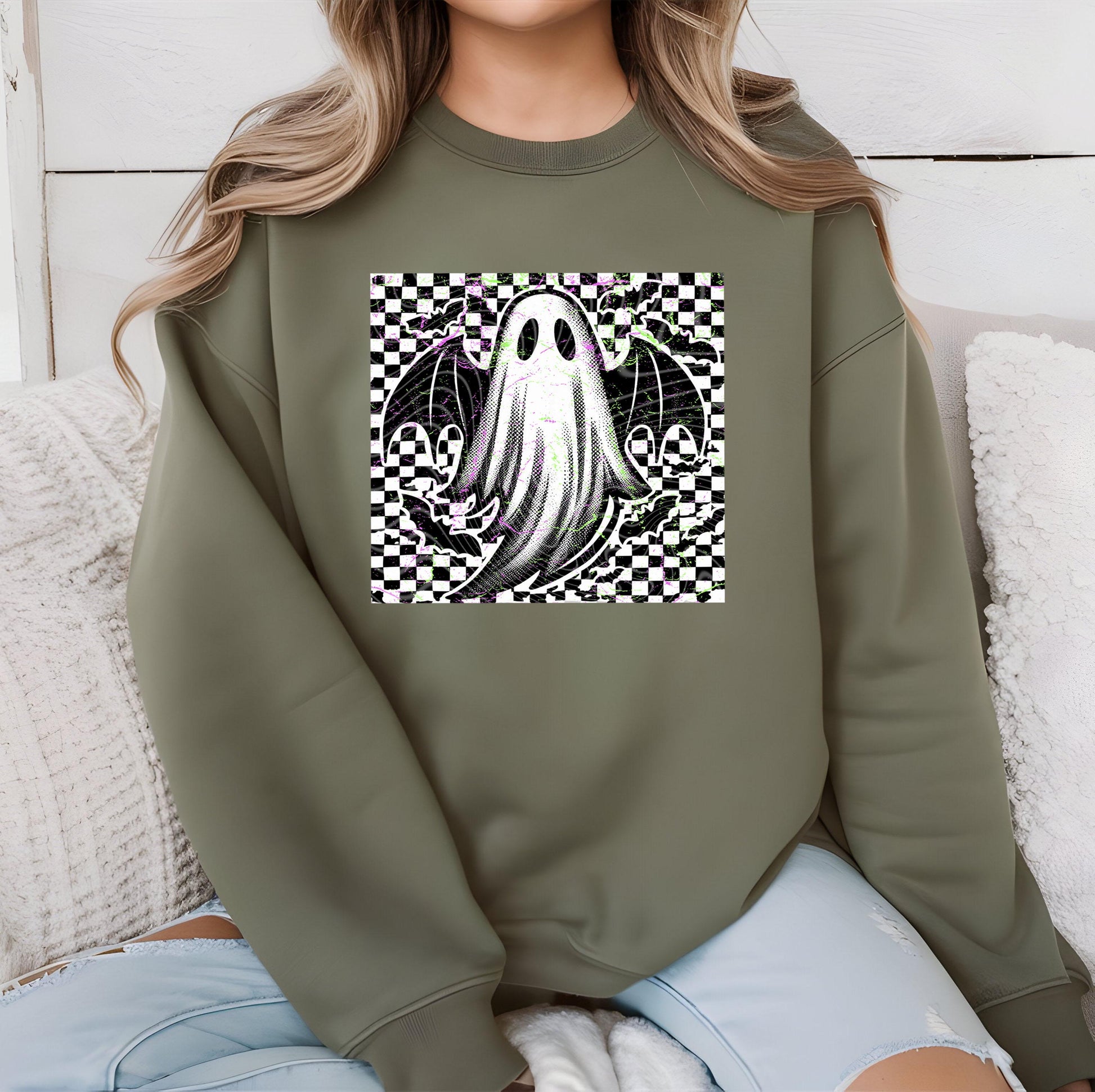 Checkered Ghost DTF Transfers, Fall DTF Transfers Ready For Press, Pumpkin DTF Prints, Halloween Heat Press Transfers, Ghost Ready To Press