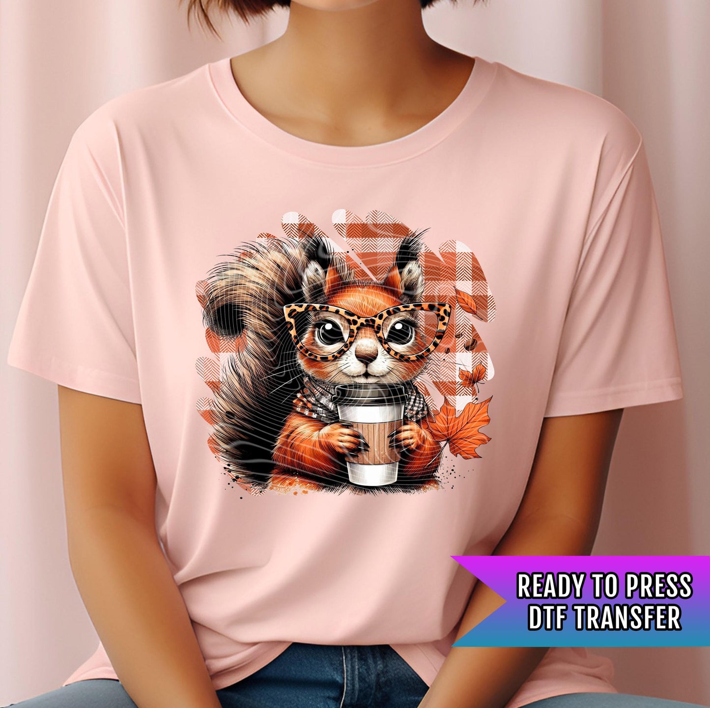 Fall Squirrel DTF Transfer Ready For Press, Fall DTF Transfer, Autumn Squirrel DTF Transfer, Pumpkin Heat Press Transfer, Custom Dtf Print