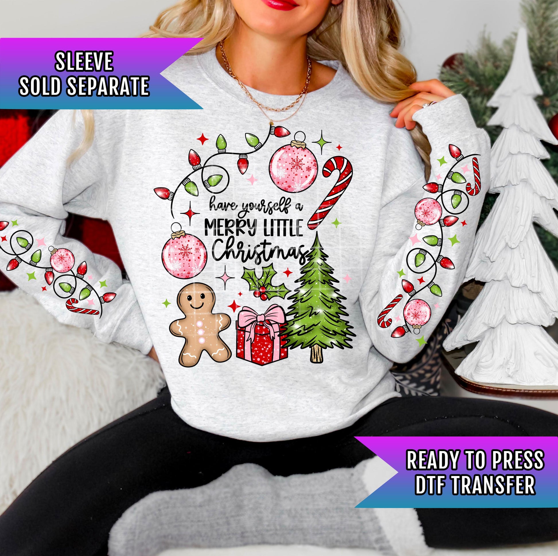 Merry Little Christmas DTF Transfer Ready For Press, Merry Christmas DTF Print, Heat Press Transfer, Direct To Film, Christmas Transfers