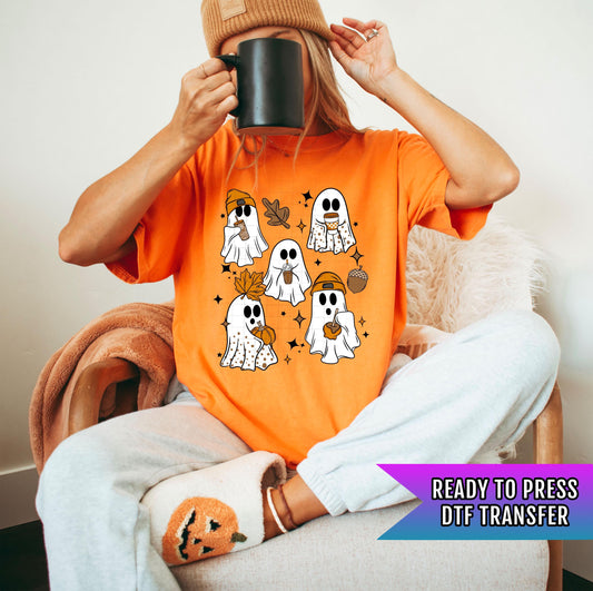 Fall Ghosts DTF Transfer Ready For Press, Fall DTF Transfers, Autumn DTF Transfer, Retro Fall Transfers, Fall Vibes Transfers, Fall Vibes