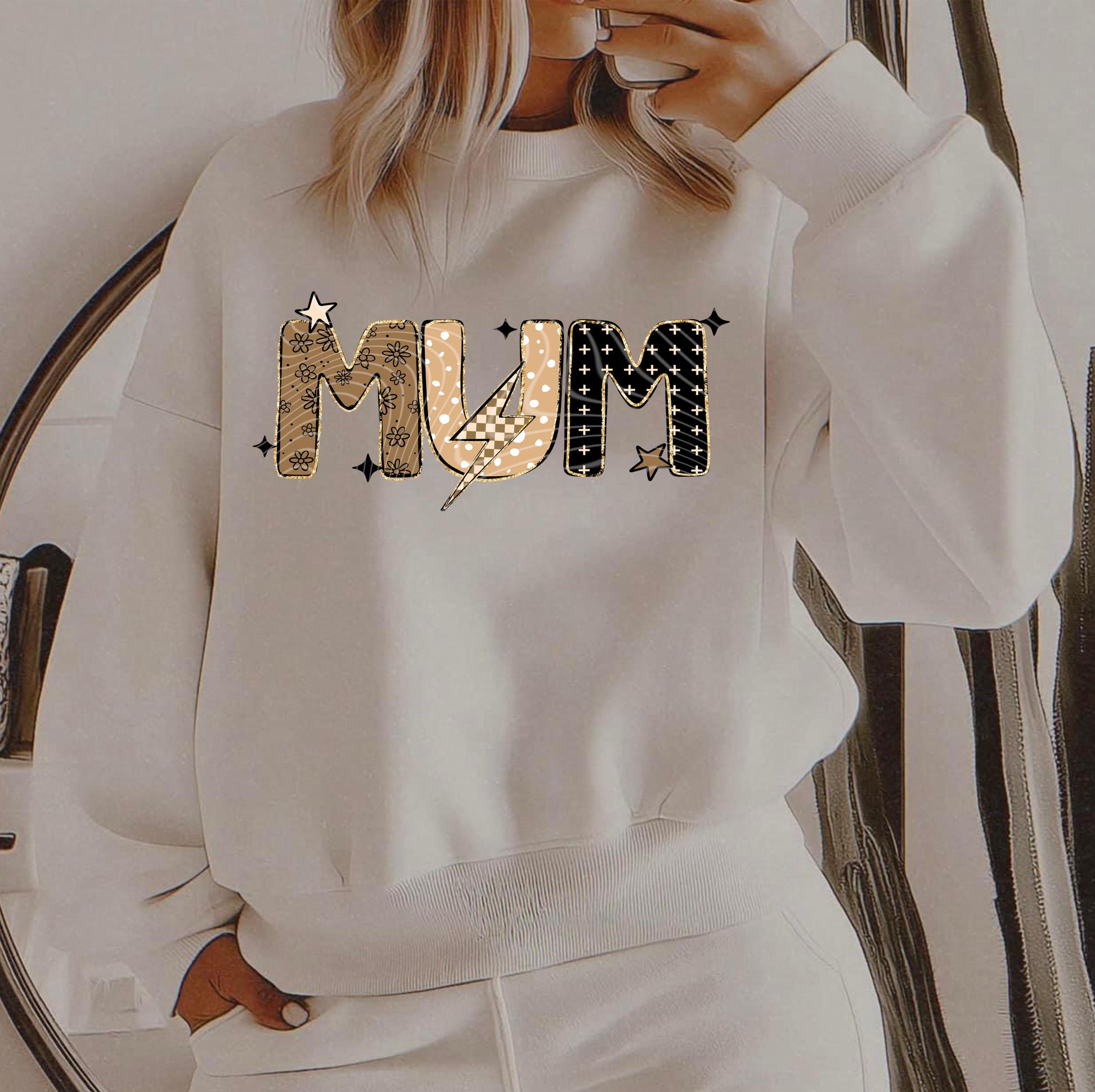 Mum With Lightning Bolt DTF Transfer Ready For Press, Mother DTF Print, Heat Press Transfer, Direct To Film, Mom DTF Print, Mama Transfers
