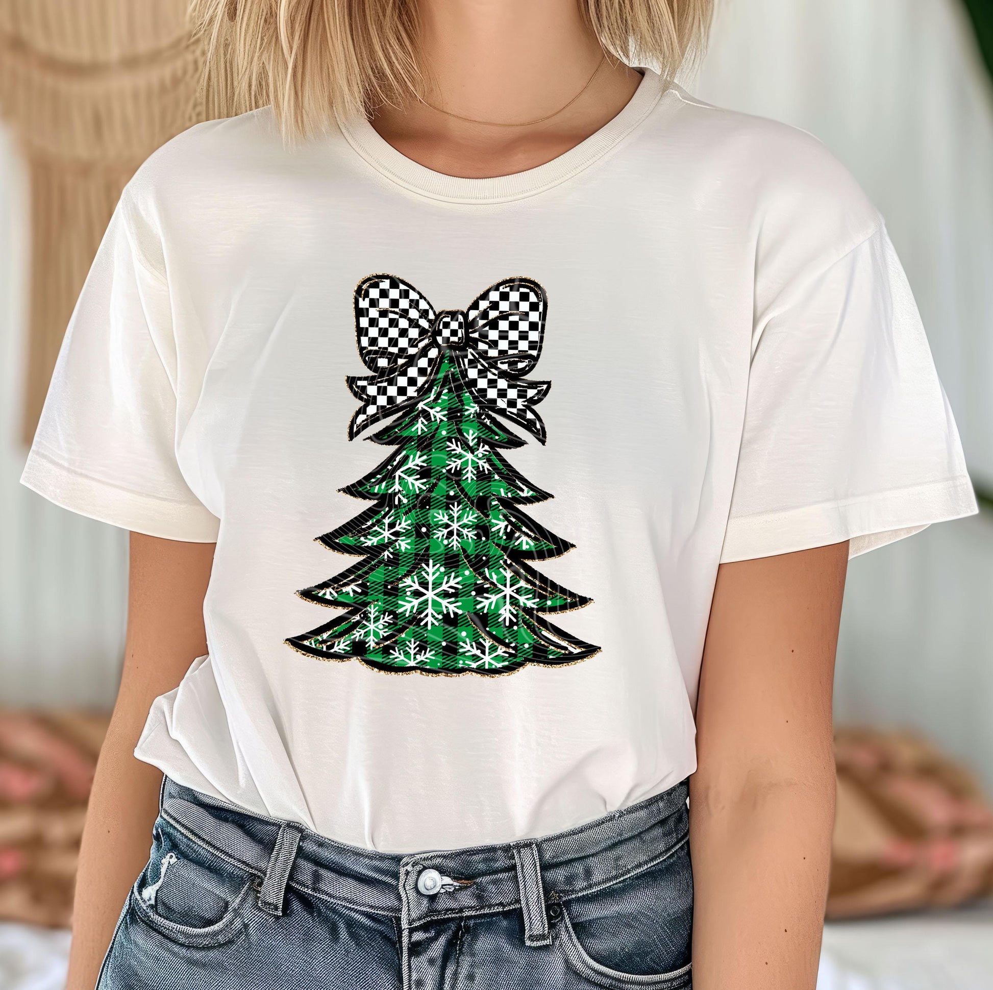 Green Tree Bow DTF Transfers Ready For Press, Christmas DTF Prints, Heat Press Transfers, Direct To Film, Christmas Transfers, Custom Dtf