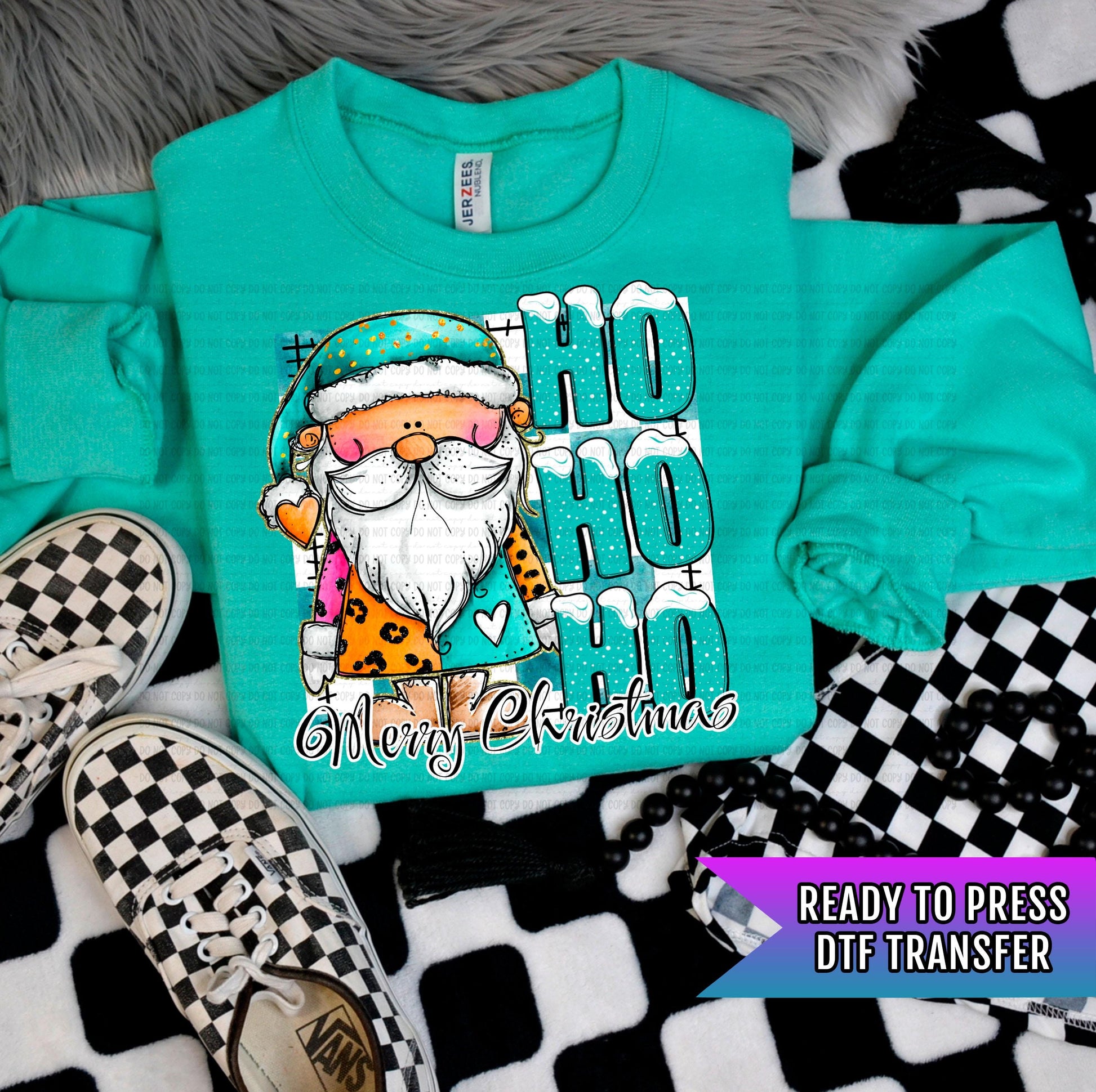 HoHoHo Merry Christmas Santa DTF Transfers Ready For Press, Christmas DTF Prints, Heat Press Transfers, Direct To Film, Christmas Transfers