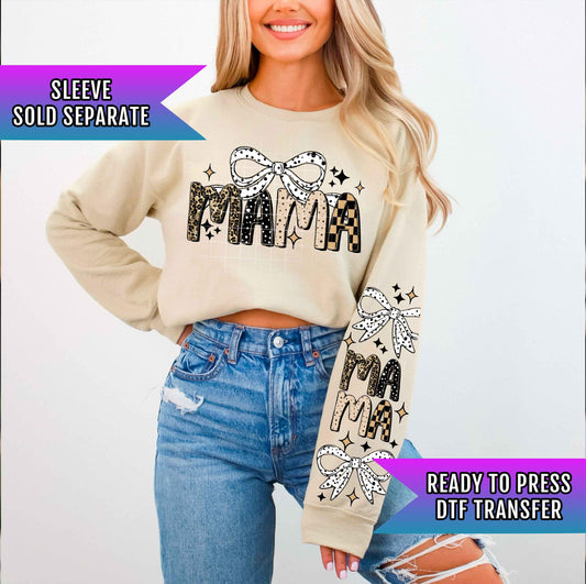 Mama Cheetah Checker Bow DTF Transfers Ready For Press, Mini DTf, Mama Dtf Prints, Heat Press Transfers, Direct To Film, Mama Dtf Transfers