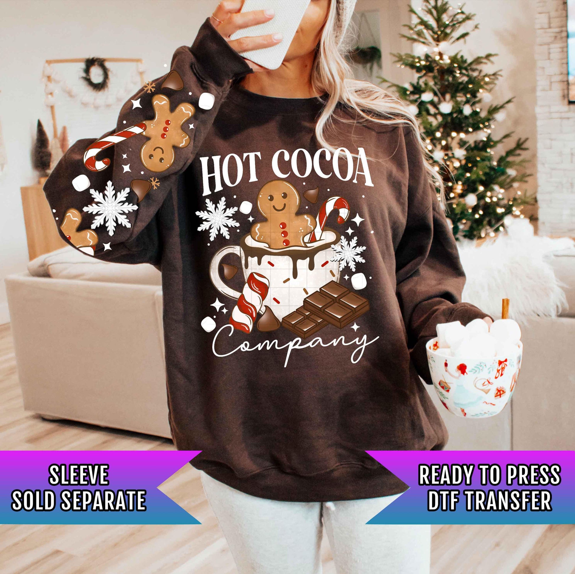 Hot Cocoa Company DTF Transfer Ready For Press, Christmas DTF Print, Heat Press Transfer, Direct To Film, Christmas DTF Transfer, Winter Dtf