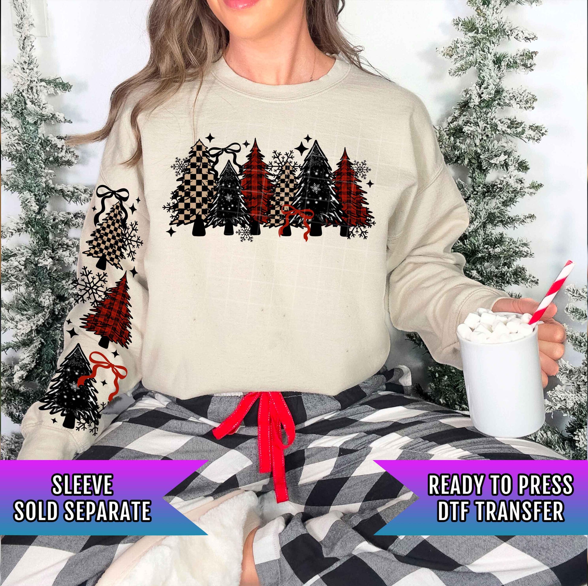 Merry Christmas Trees DTF Transfer Ready For Press, Christmas DTF Print, Heat Press Transfer, Winter Dtf Print, Direct To Film,Christmas DTF
