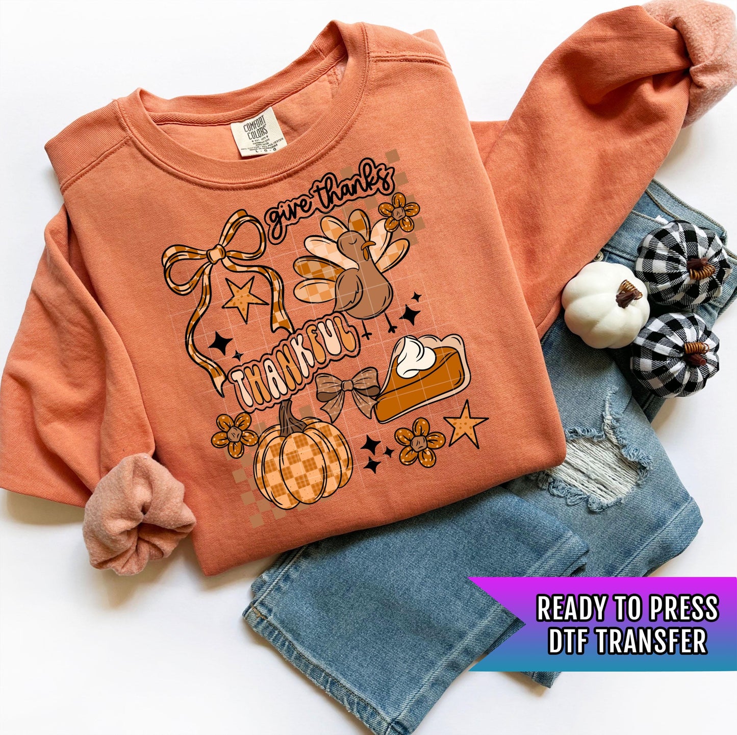 Thanksgiving DTF Transfer Ready For Press, Fall DTF Transfer, Thanksgiving DTF Transfer, Pumpkin Heat Press Transfer, Custom Dtf Transfers
