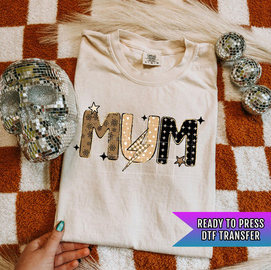 Mum With Lightning Bolt DTF Transfer Ready For Press, Mother DTF Print, Heat Press Transfer, Direct To Film, Mom DTF Print, Mama Transfers