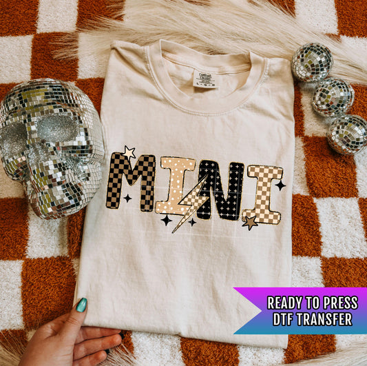 Mini With Lightning Bolt DTF Transfer Ready For Press, Mother DTF Print, Heat Press Transfer, Direct To Film, Mom DTF Print, Mama Transfers