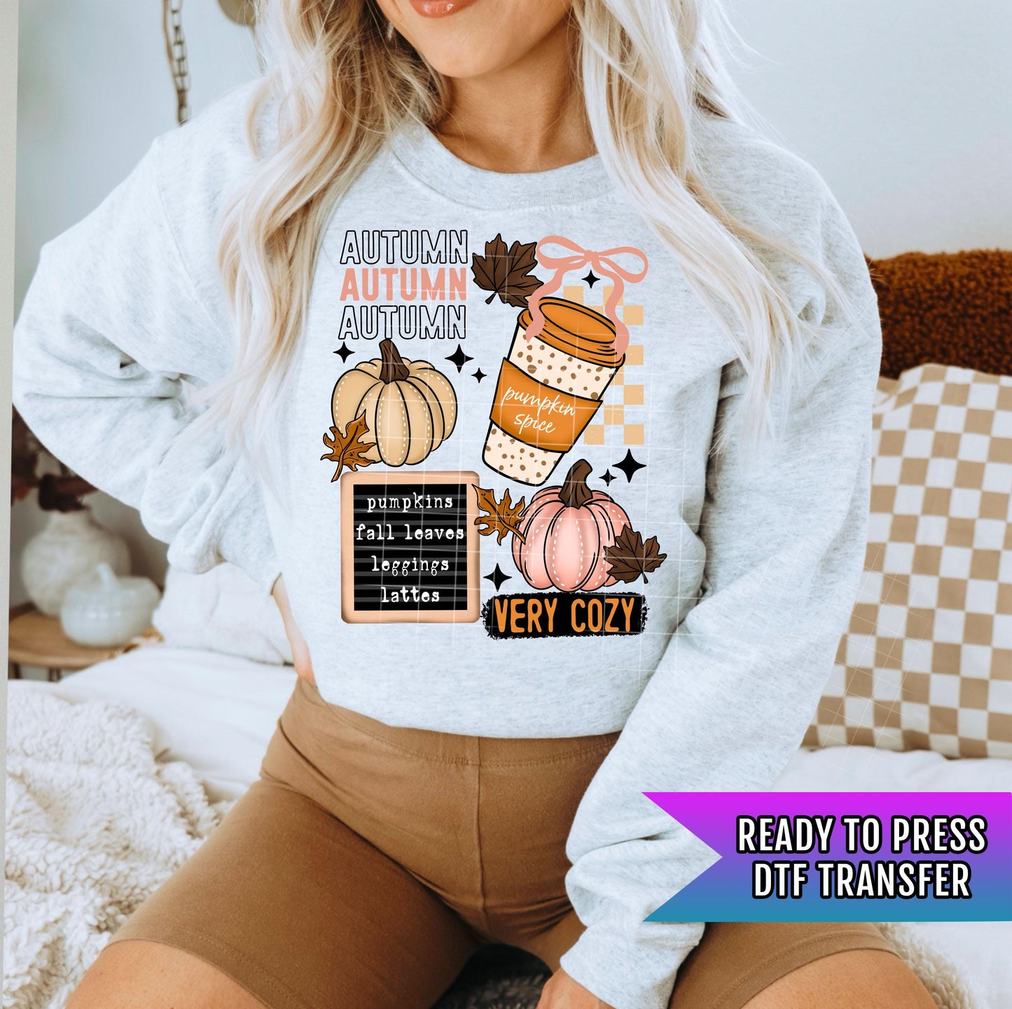 Autumn DTF Transfer Ready For Press, Fall DTF Transfer, Thanksgiving DTF Transfer, Pumpkin Spice Heat Press Transfer, Custom Dtf Transfers