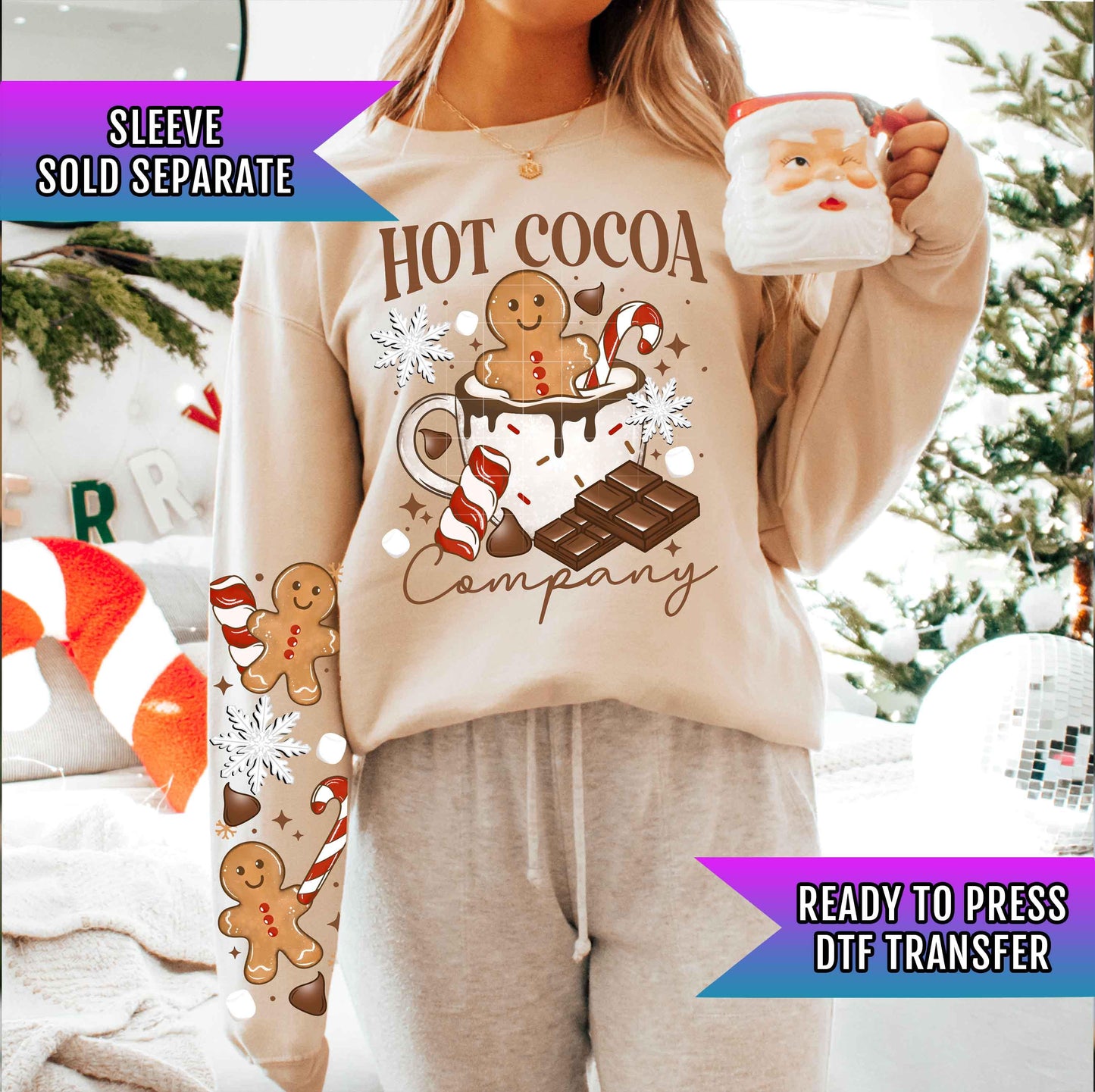 Hot Cocoa Company DTF Transfer Ready For Press, Christmas DTF Print, Heat Press Transfer, Winter Dtf, Direct To Film, Christmas DTF Transfer