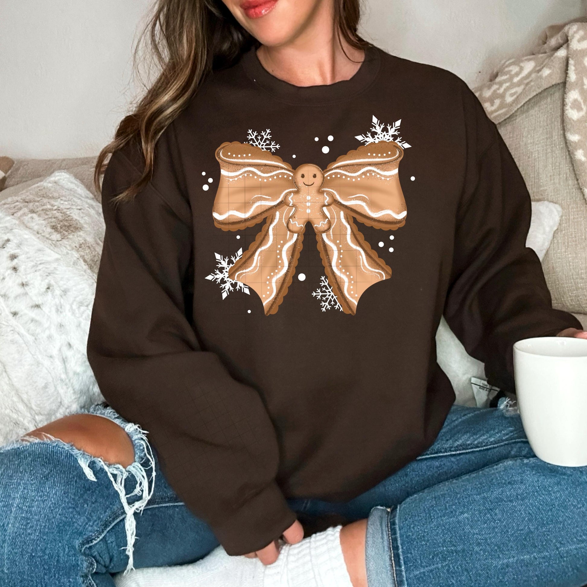 Gingerbread Bow DTF Transfers Ready For Press, Christmas Coquette Bow DTF Print, Heat Press Transfer, Direct To Film, Santa Claus Dtf Prints