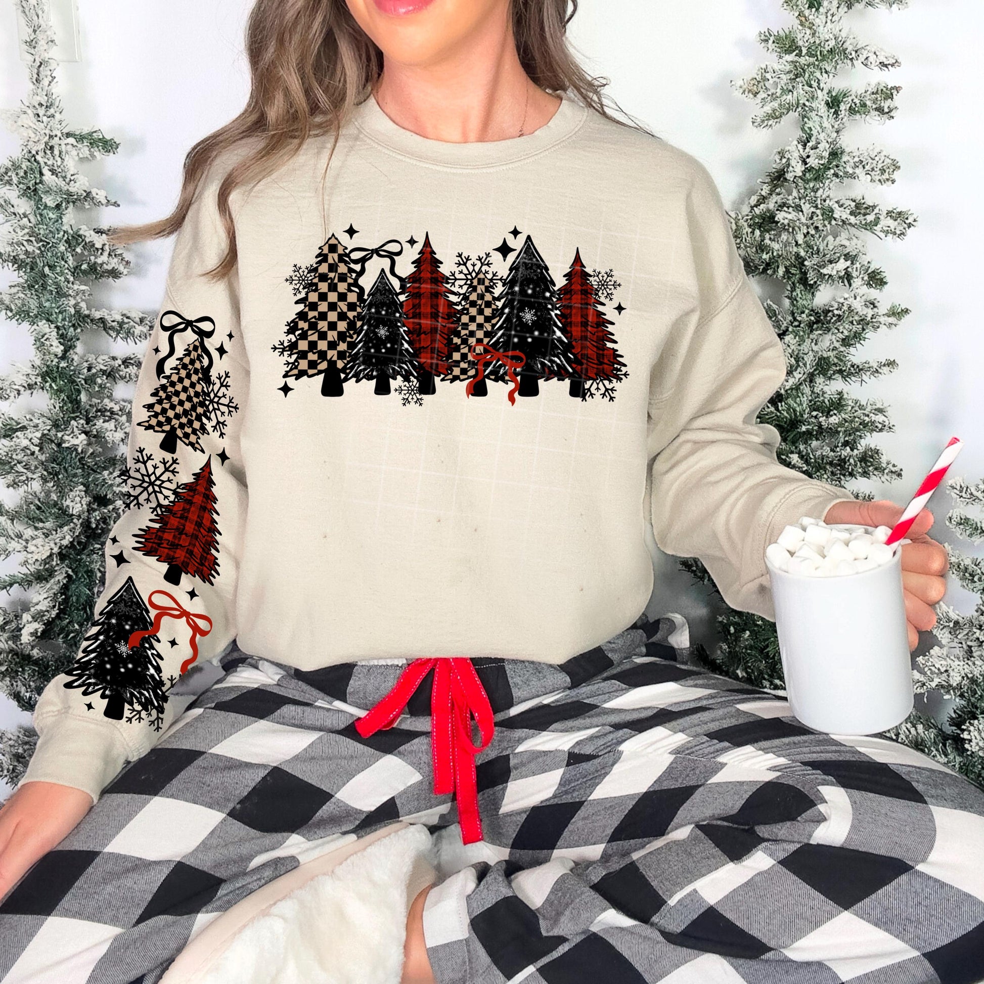 Plaid Trees DTF Transfer Ready For Press, Christmas DTF Print, Heat Press Transfer, Winter Dtf Print, Direct To Film, Christmas DTF Transfer