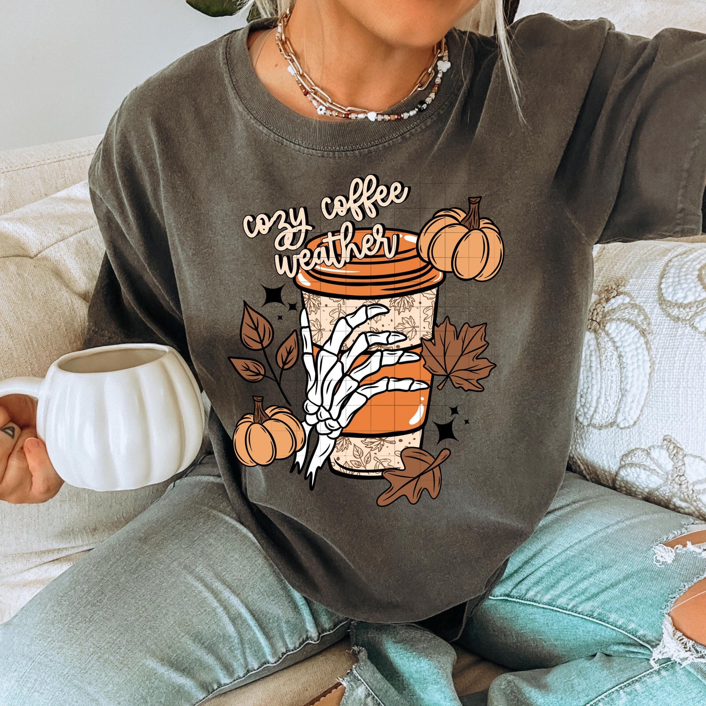 Cozy Coffee Weather Coffee DTF Transfers Ready For Press, Autumn Season DTF Transfer, Thanksgiving Heat Press Transfer, Direct To Film