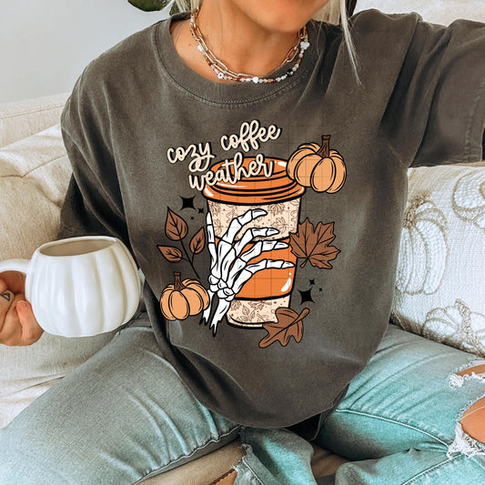 Cozy Coffee Weather Coffee DTF Transfers Ready For Press, Autumn Season DTF Transfer, Thanksgiving Heat Press Transfer, Direct To Film