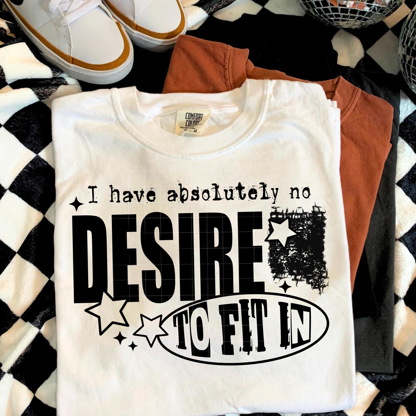 No Desire To Fit In DTF Transfer Ready For Press, Sarcastic DTF Print, Heat Press Transfer, Direct To Film, Funny DTF Print,Custom Dtf Print