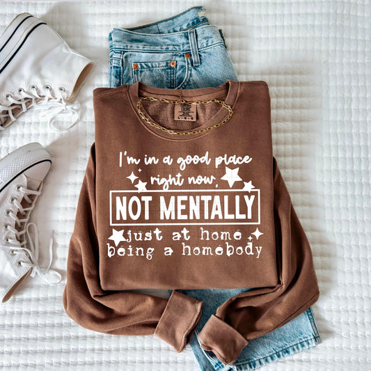 Not Mentally Just A Homebody DTF Transfer Ready For Press, Sarcastic DTF Print, Heat Press Transfer, Direct To Film, Funny DTF Print, Custom