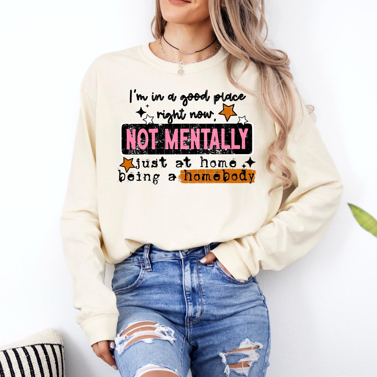 Not Mentally Just A Homebody DTF Transfer Ready For Press, Sarcastic DTF Print, Heat Press Transfer, Direct To Film, Custom, Funny DTF Print