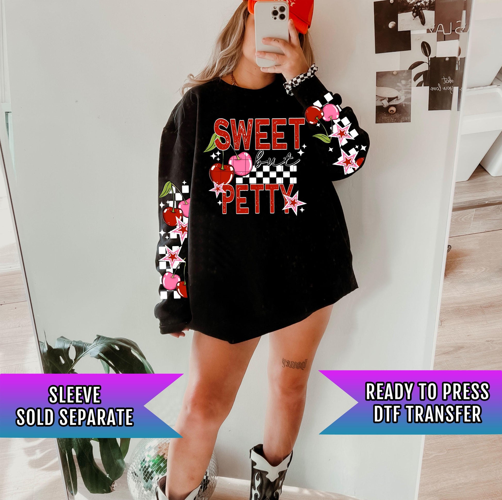 Sweet But Petty DTF Transfers Ready For Press, Cherry DTF Transfers, Valentines Day DTF Prints, Cherry Heat Press Transfers, Cherry Transfer