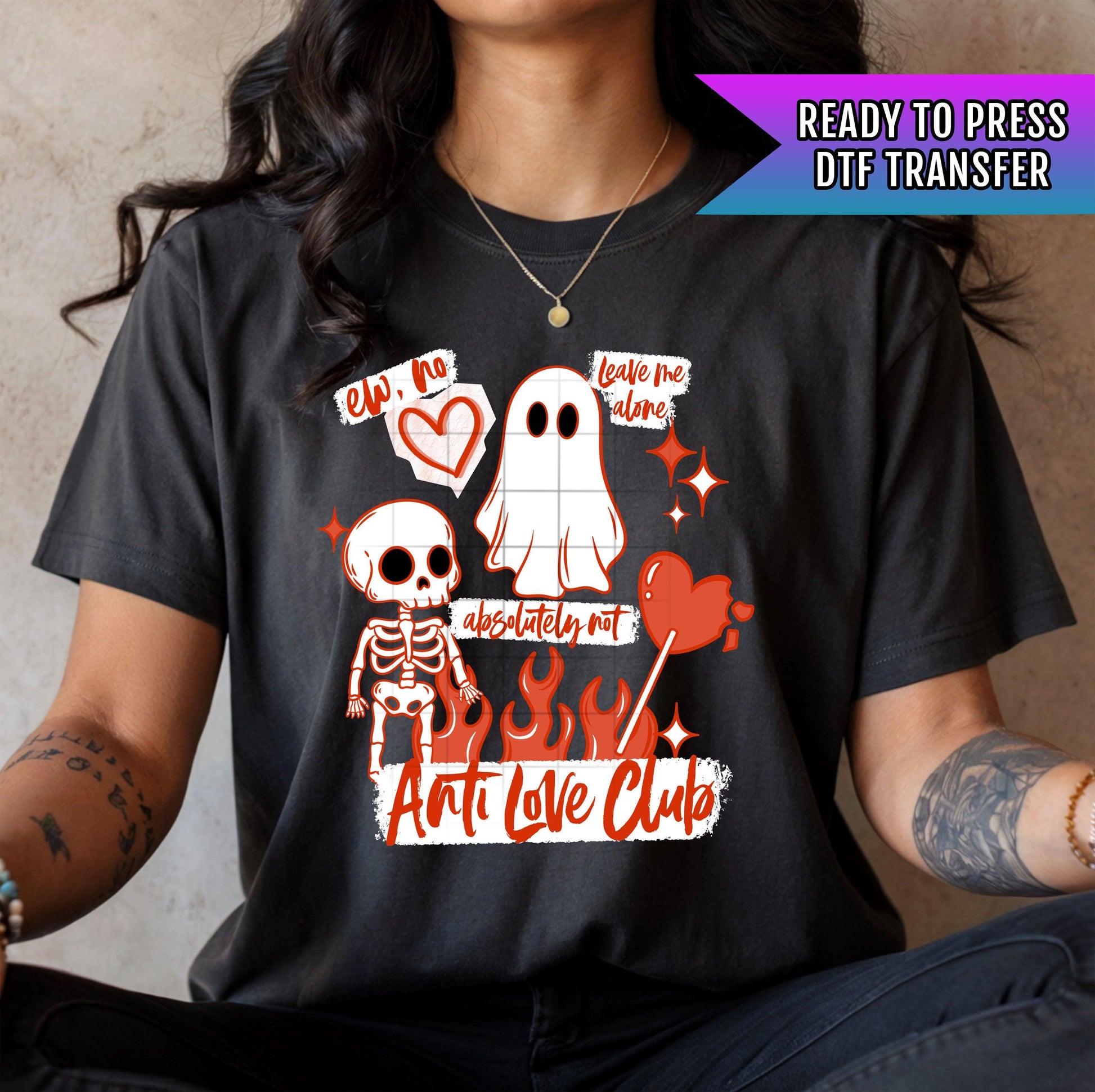 Anti Love Club DTF Transfer Ready For Press, Funny Anti Valentine Transfer, Happy Valentines DTF Print, Heat Press Transfer, Direct To Film