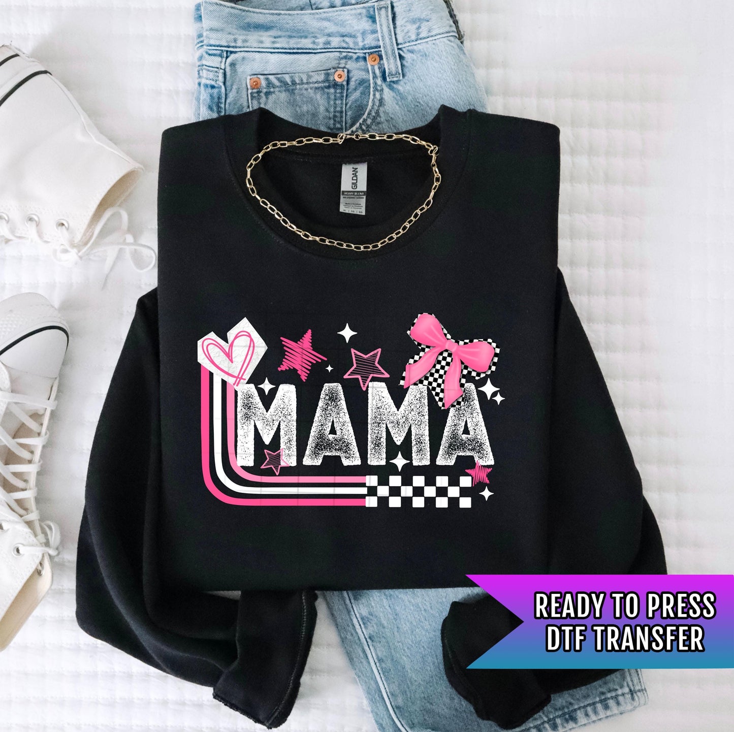 Mama DTF Transfer Ready For Press, Mama Girl Transfer, Checkered Mom DTF Print, Heat Press Transfer, Direct To Film Mommy Life Transfer