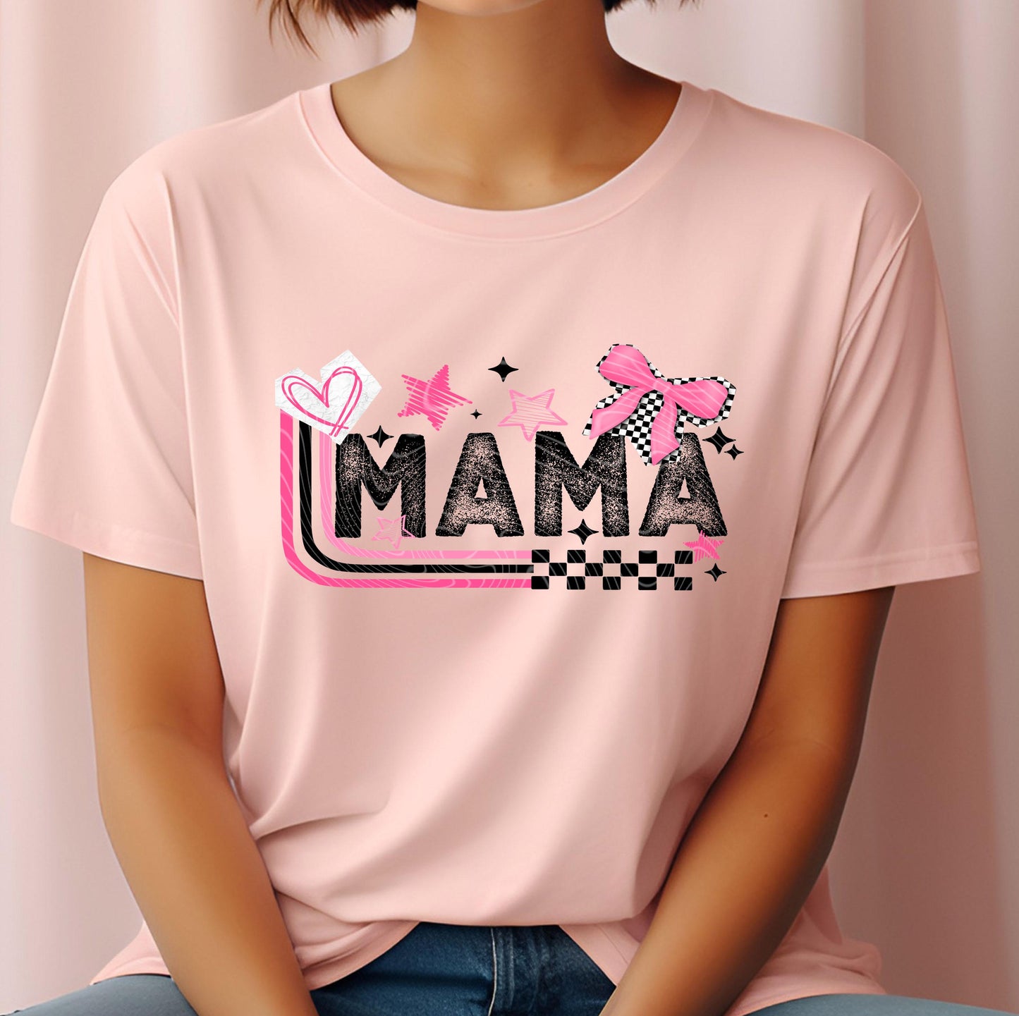Mama DTF Transfer Ready For Press, Mama Girl Transfer, Checkered Mom DTF Print, Heat Press Transfer, Mommy Life Transfer, Direct To Film
