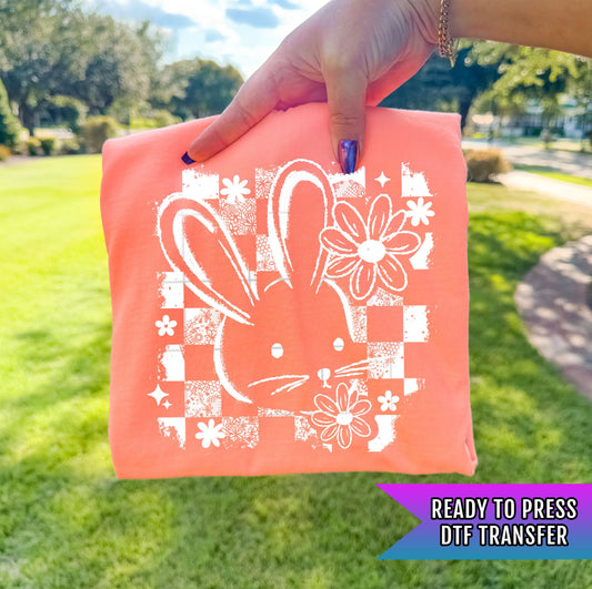 Bunny Distressed DTF Transfer Ready For Press, Easter DTF Print, Easter Dtf Print, Direct To Film, Easter Transfers, Heat Press Dtf, Custom