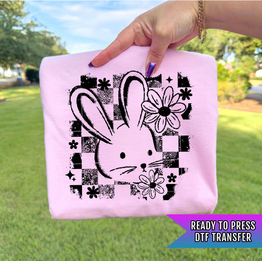 Bunny Distressed DTF Transfer Ready For Press, Easter DTF Print, Easter Dtf Print, Direct To Film, Easter Transfers, Heat Press Transfers