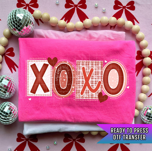 Xoxo DTF Transfers Ready For Press, Heart Dtf Transfer, Valentines Day DTF Print, Heat Press Transfer, Direct To Film, Valentines Transfer