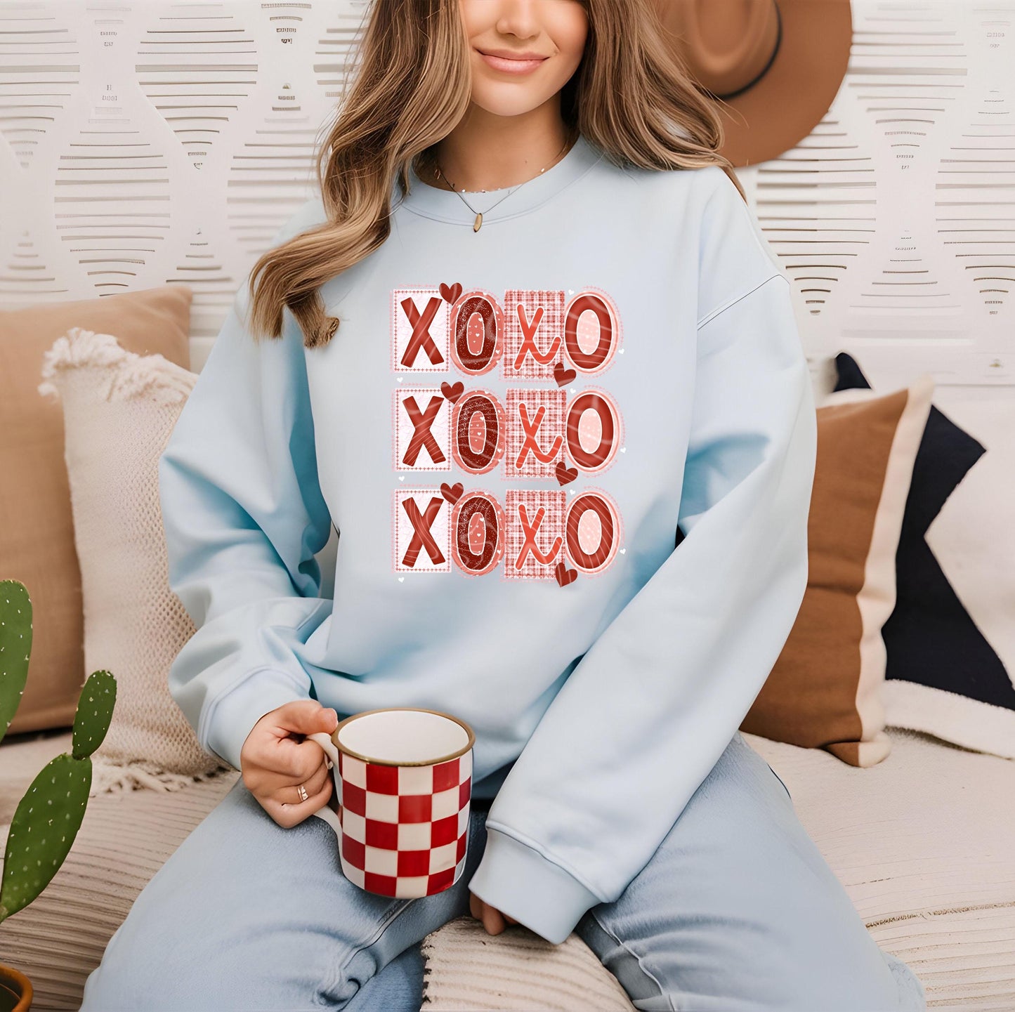 Xoxo Mixed Fonts Stacked DTF Transfers Ready For Press, Heart Dtf Transfer, Valentines Day DTF Print, Heat Press Transfer, Direct To Film