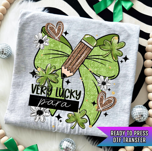 Very Lucky Para Professional DTF Transfers, St Patrick's Day DTF Transfer Ready For Press, Lucky Dtf Print, Lucky Transfer, Shamrock Dtf