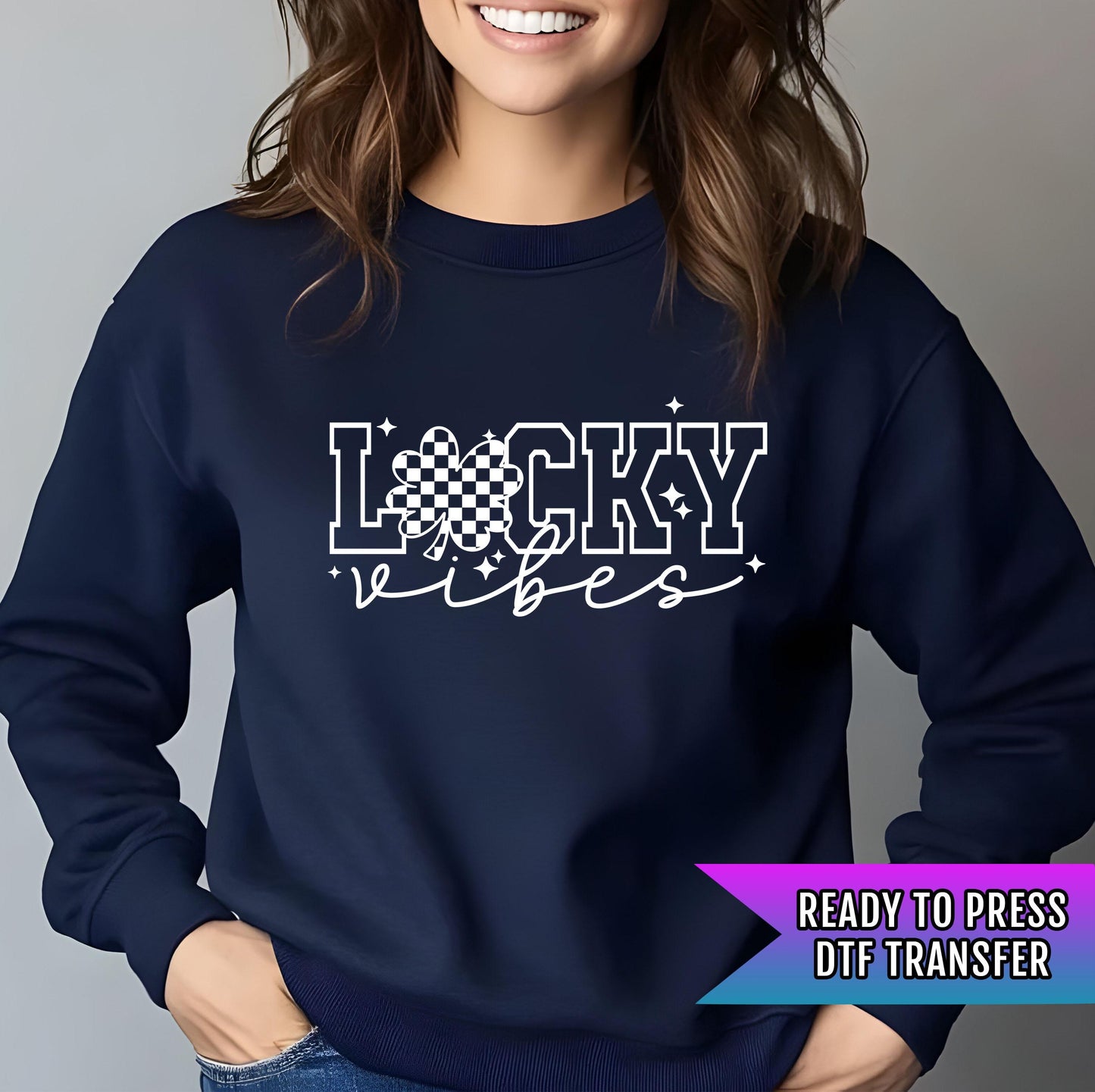 Lucky Vibes DTF Transfers, St Patrick's Day DTF Transfer Ready For Press, Lucky Dtf Print, Lucky Transfer, Shamrock Dtf Print, Custom Dtf