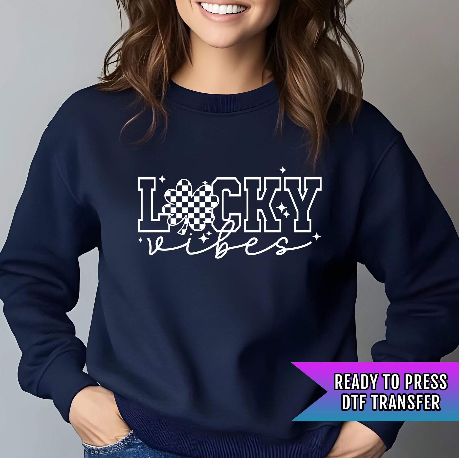 Lucky Vibes DTF Transfers, St Patrick's Day DTF Transfer Ready For Press, Lucky Dtf Print, Lucky Transfer, Shamrock Dtf Print, Custom Dtf