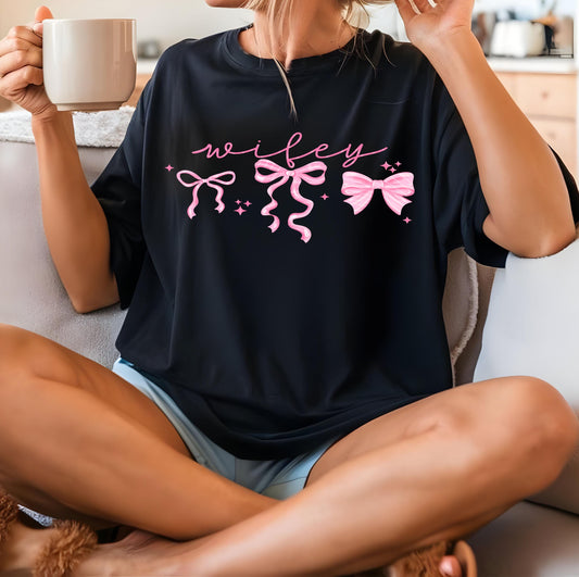 Wifey Pink Bows DTF Transfer Ready For Press, Wife Transfer, Wifey DTF Print, Heat Press Transfer, Direct To Film, Marriage, Honeymoon, Wife