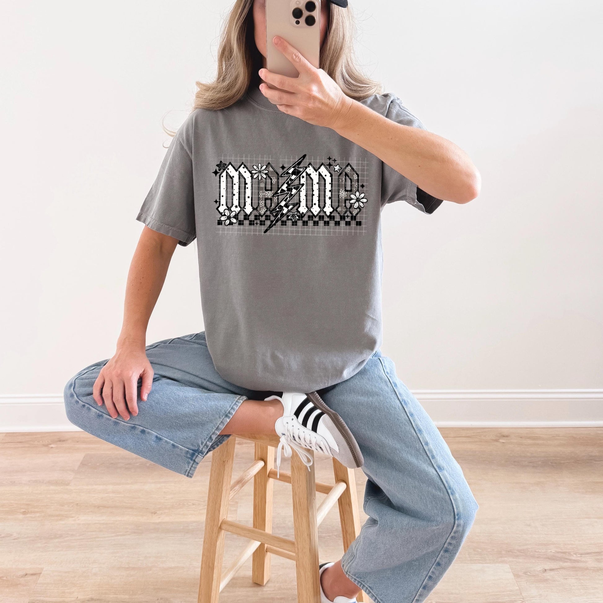 Mama Lightning Bolt DTF Transfer Ready For Press, Mama Transfer, Checkered Mom DTF Print, Heat Press Transfer, Mom Transfer, Direct To Film