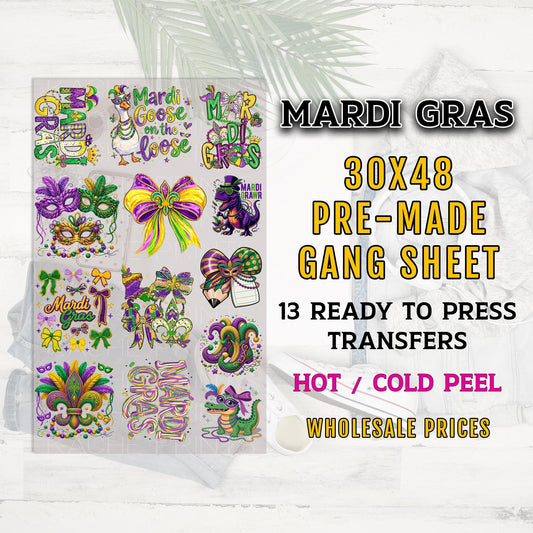 Mardi Grass Gang Sheet, Mardi Gras DTF Transfer, Carnival Heat Press Transfer, Mardi Gras DTF Prints, Festive DTF Transfer, Custom Dtf