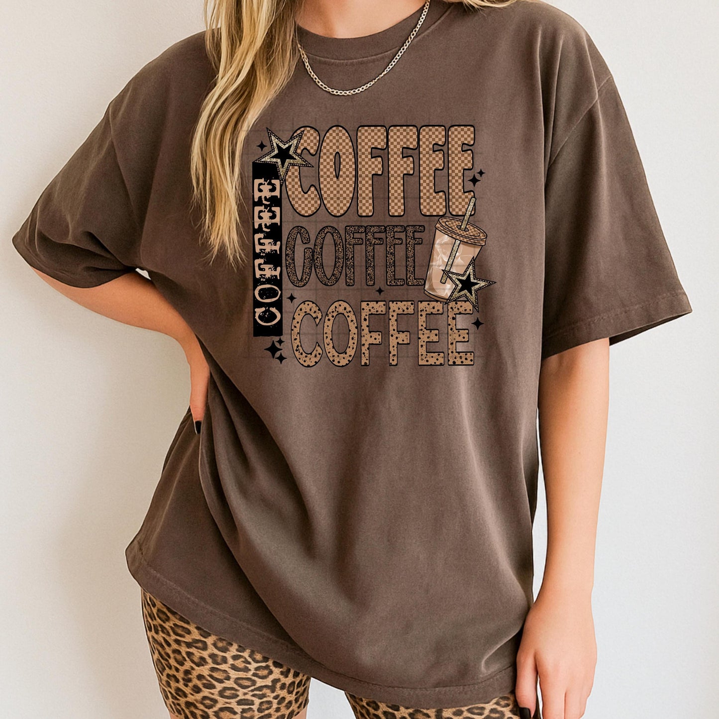 Coffee Repeated Iced DTF Transfer Ready For Press, Iced Coffee DTF Prints, Heat Press Transfer, Direct To Film, Hot Peel Transfer,Coffee DTF