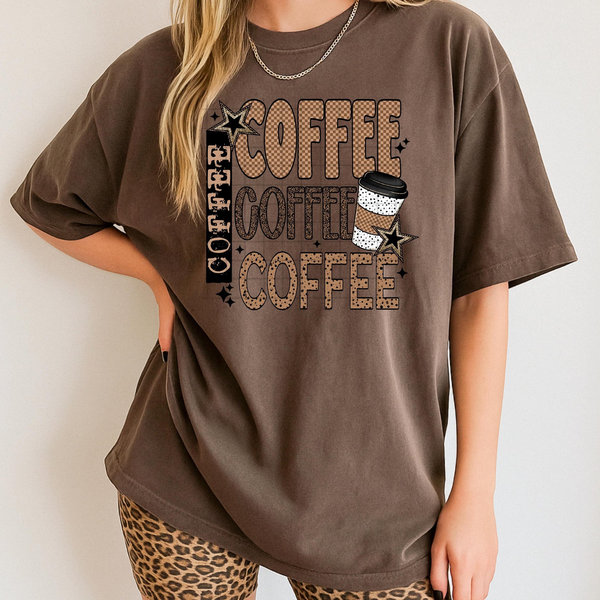 Coffee Repeated Hot DTF Transfer Ready For Press, Hot Coffee DTF Prints, Heat Press Transfer, Direct To Film, Hot Peel Transfers, Coffee DTF